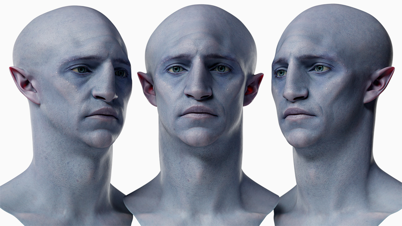 Blue skinned female elf character download Blender